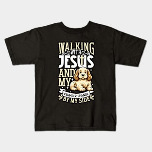 Jesus and dog - Clumber Spaniel Kids T-Shirt